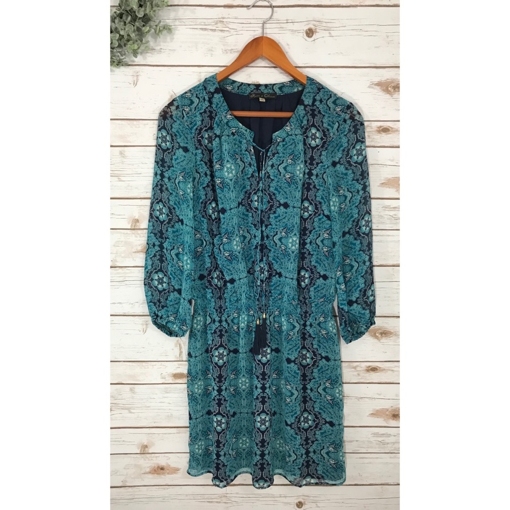 ROSE & OLIVE BLUE BOHO DRESS SIZE MEDIUM